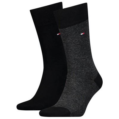 чорапи,мъжки,чорапи,tommy,hilfiger,birdseye,socks,2,pairs,black
