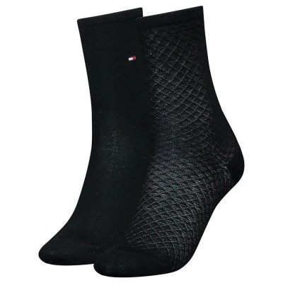 чорапи,дамски,чорапи,tommy,hilfiger,diamond,structure,socks,2,pairs,black,(black)