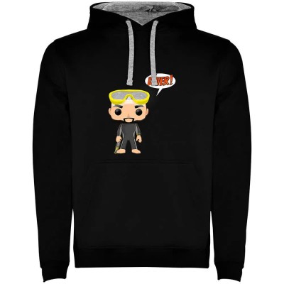 суичър,мъжки,пуловери,kruskis,chibi,diver,two,colour,hoodie,black,grey,(black)