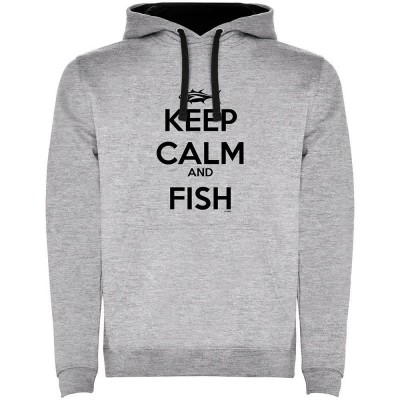 суичър,мъжки,пуловери,kruskis,keep,calm,and,fish,two,colour,hoodie,heather,grey,black,(grey)