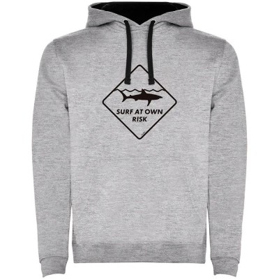 суичър,мъжки,пуловери,kruskis,surf,at,own,risk,two,colour,hoodie,heather,grey,black,(grey)
