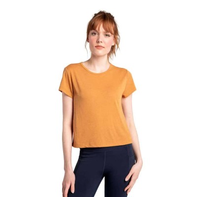 тениска,дамски,тениски,lolë,everyday,short,sleeve,v,neck,t,shirt,inca,gold,(orange)