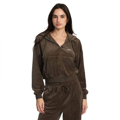 блуза,дамски,блузи,rvca,ring,full,zip,sweatshirt,brown