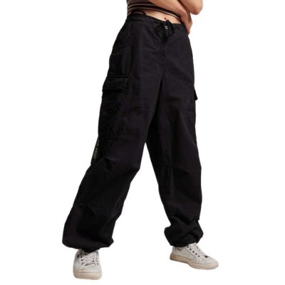 панталони,дамски,панталони,superdry,vintage,baggy,parachute,regular,waist,cargo,pants,black