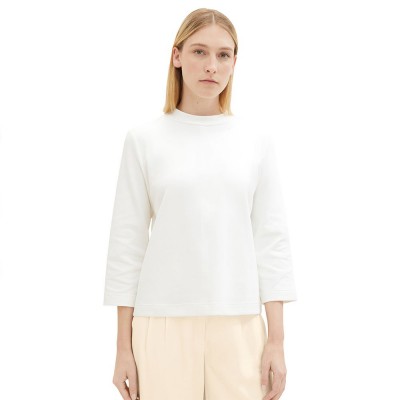 тениска,дамски,тениски,tom,tailor,1038021,wide,stand,up,collar,short,sleeve,t,shirt,white