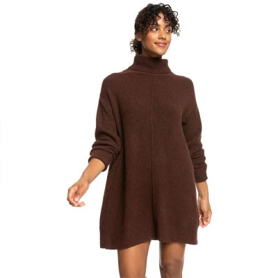 рокля,дамски,поли,и,рокли,roxy,hawaiian,summer,long,sleeve,midi,dress,brown,(bitter,chocolate)