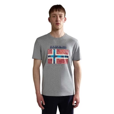 тениска,мъжки,тениски,napapijri,s,guiro,short,sleeve,t,shirt,grey,(med,grey,mel)