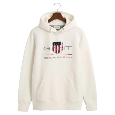 суичър,мъжки,пуловери,gant,archive,shield,regular,fit,hoodie,eggshell,(white)