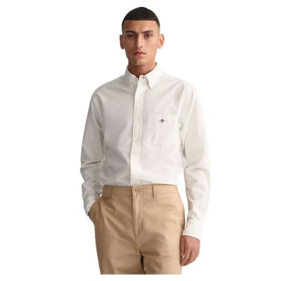 риза,с,дълъг,ръкав,мъжки,ризи,gant,oxford,regular,fit,long,sleeve,shirt,white