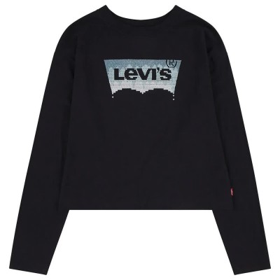 тениска,детски,тениски,levi´s,®,meet,and,greet,glitter,long,sleeve,t,shirt,caviar,(black)