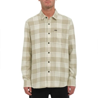 риза,с,дълъг,ръкав,мъжки,ризи,volcom,caden,plaid,long,sleeve,shirt,beige,(dirty,white)