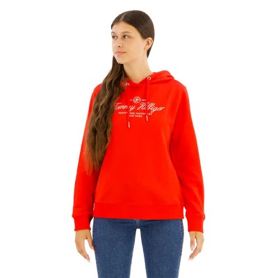 суичър,дамски,блузи,tommy,hilfiger,script,regular,fit,hoodie,red
