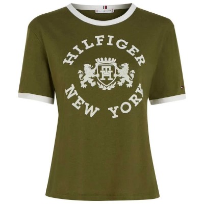тениска,дамски,тениски,tommy,hilfiger,varsity,flock,regular,fit,short,sleeve,t,shirt,green,(putting,green)