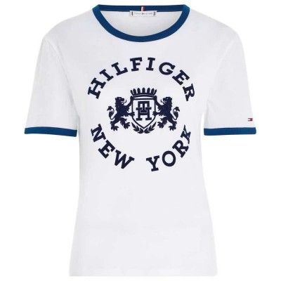 тениска,дамски,тениски,tommy,hilfiger,varsity,flock,regular,fit,short,sleeve,t,shirt,th,optic,white,(white)