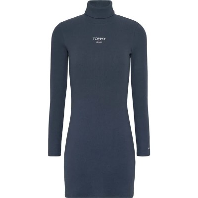 дънки,дамски,поли,и,рокли,tommy,jeans,turtle,ess,logo,long,sleeve,dress,blue