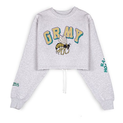 блуза,дамски,блузи,grimey,hive,crop,heavyweight,sweatshirt,grey