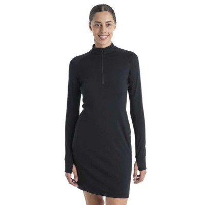 рокля,дамски,поли,и,рокли,icebreaker,260,granary,merino,long,sleeve,short,dress,black,(black)