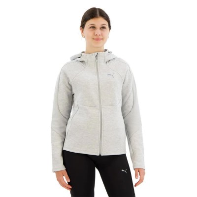 блуза,дамски,блузи,puma,evostripe,full,zip,sweatshirt,light,gray,heather,(grey)