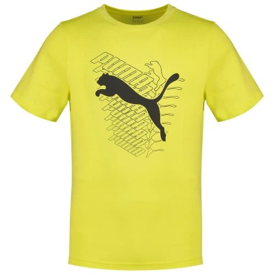 тениска,мъжки,тениски,puma,graphics,cat,short,sleeve,t,shirt,lime,sheen,(yellow)