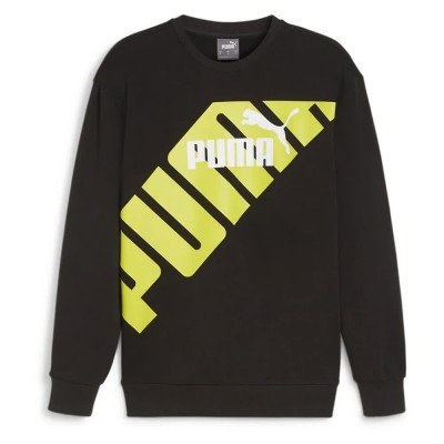 блуза,мъжки,пуловери,дамски,пуловери,puma,power,graphic,sweatshirt,black,(black,lime,sheen)