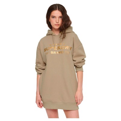 рокля,дамски,поли,и,рокли,superdry,luxe,metallic,logo,hood,long,sleeve,short,dress,grey