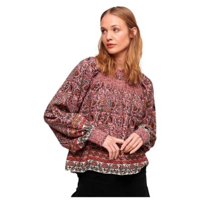 тениска,дамски,тениски,superdry,printed,smock,long,sleeve,t,shirt,pink
