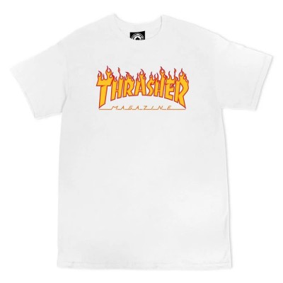 тениска,мъжки,тениски,thrasher,flame,short,sleeve,t,shirt,white,(yellow)
