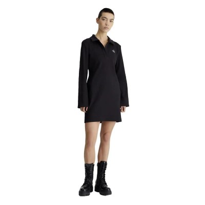 дънки,дамски,поли,и,рокли,calvin,klein,jeans,collar,label,rib,dress,black,(ck,black)