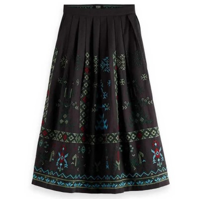 пола,дамски,поли,и,рокли,scotch,&,soda,geo,embroidered,midi,skirt,black,(charcoal)
