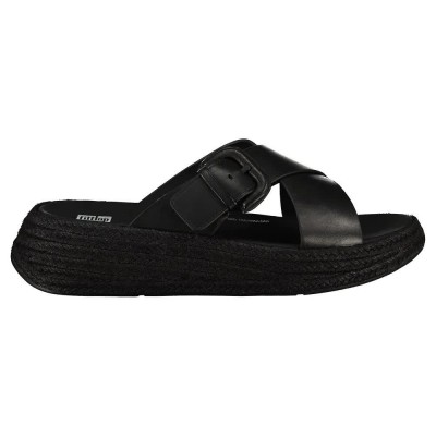 дамски,сандали,и,чехли,fitflop,f,mode,espadrille,buckle,leather,flatform,slides,slides,black