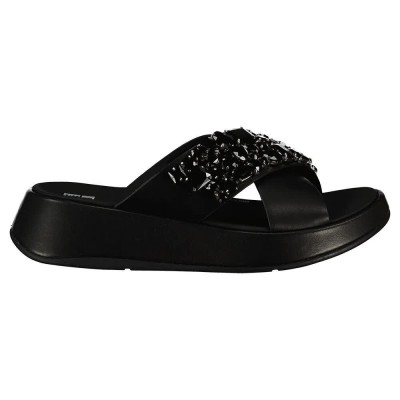 дамски,сандали,и,чехли,fitflop,f,mode,jewel,deluxe,leather,flatform,cross,slides,black