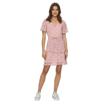 рокля,дамски,поли,и,рокли,jdy,melly,short,sleeve,short,dress,peach,whip,aop,flower,(pink)