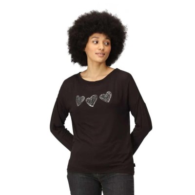 тениска,дамски,тениски,regatta,carlene,long,sleeve,t,shirt,black,(black,hearts)