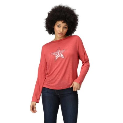 тениска,дамски,тениски,regatta,carlene,long,sleeve,t,shirt,orange,(mineral,red,star)