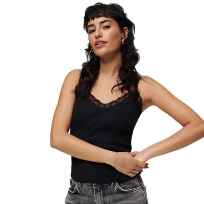 тениска,дамски,тениски,superdry,essential,rib,lace,sleeveless,v,neck,t,shirt,black