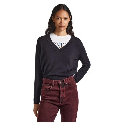 блуза,дамски,пуловери,дамски,плетени,дрехи,pepe,jeans,donna,v,neck,sweater,black