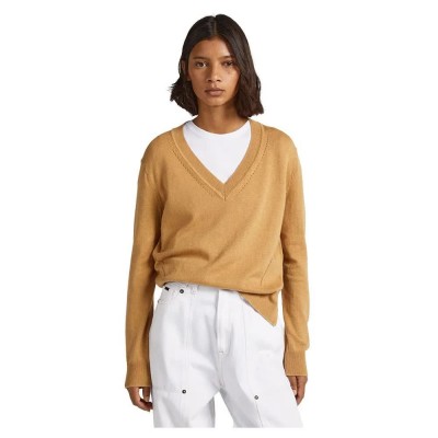 блуза,дамски,пуловери,дамски,плетени,дрехи,pepe,jeans,donna,v,neck,sweater,beige,(camel)