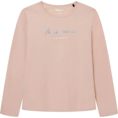 тениска,детски,тениски,pepe,jeans,hana,glitter,long,sleeve,t,shirt,pink,(ash,rose)