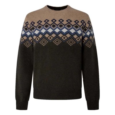 блуза,мъжки,пуловери,hackett,fairisle,sweater,khaki,multicolor,(green)