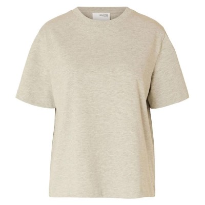 тениска,дамски,тениски,selected,16087919,essential,short,sleeve,t,shirt,beige,(light,grey,melange)