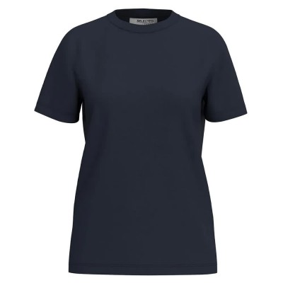 тениска,дамски,тениски,selected,myessential,short,sleeve,t,shirt,blue,(dark,sapphire)