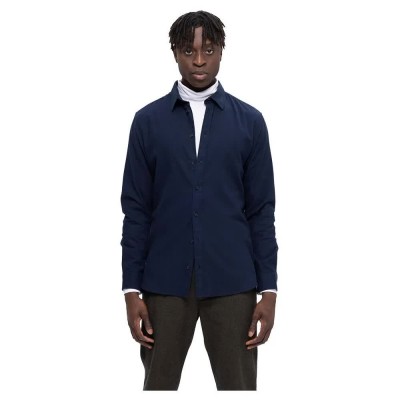 риза,с,дълъг,ръкав,мъжки,ризи,selected,slimowen,flannel,long,sleeve,shirt,blue
