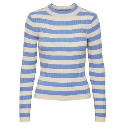 блуза,дамски,пуловери,дамски,плетени,дрехи,pieces,crista,17115047,sweater,hydrangea,stripes,wide,birch,stripes,(blue)