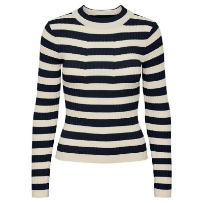 блуза,дамски,пуловери,дамски,плетени,дрехи,pieces,crista,17115047,sweater,sky,captain,stripes,wide,birch,stripes,(beige,blue)
