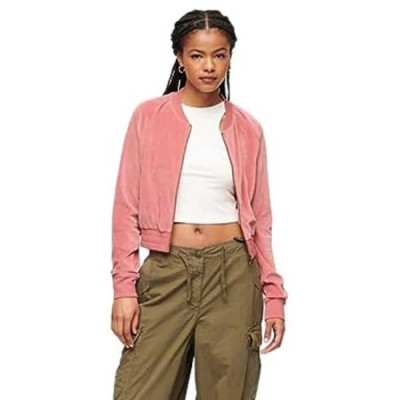 блуза,дамски,блузи,superdry,embroidered,velour,full,zip,sweatshirt,pink,(manila,blush,pink)