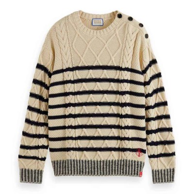 блуза,мъжки,пуловери,scotch,&,soda,174604,sweater,beige,(blue,white,stripe)