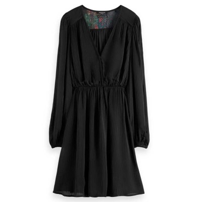 рокля,дамски,поли,и,рокли,scotch,&,soda,balloon,short,sleeve,short,dress,black