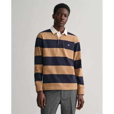 мъжки,блузи,с,яка,gant,reg,shield,barstripe,heavy,rugger,long,sleeve,polo,warm,khaki,(brown)