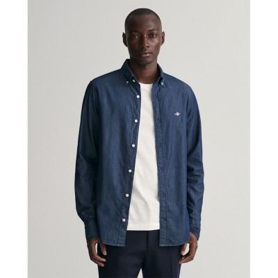 риза,с,дълъг,ръкав,мъжки,ризи,gant,slim,indigo,bd,long,sleeve,shirt,blue