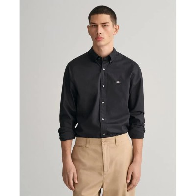 риза,с,дълъг,ръкав,мъжки,ризи,gant,slim,long,sleeve,shirt,black,(black)